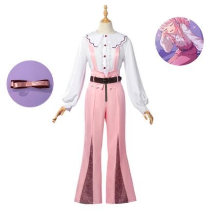 Anime Project Sekai Colarful State Cosplay Costume Women Pink Casual Jumpsuit Set