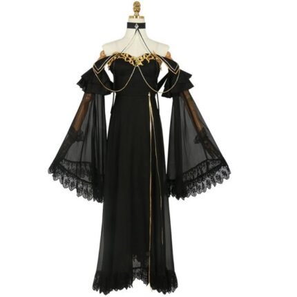 Code Geass C.C. Black Dress Cosplay Costume Lolita Gothic Halloween Outfit